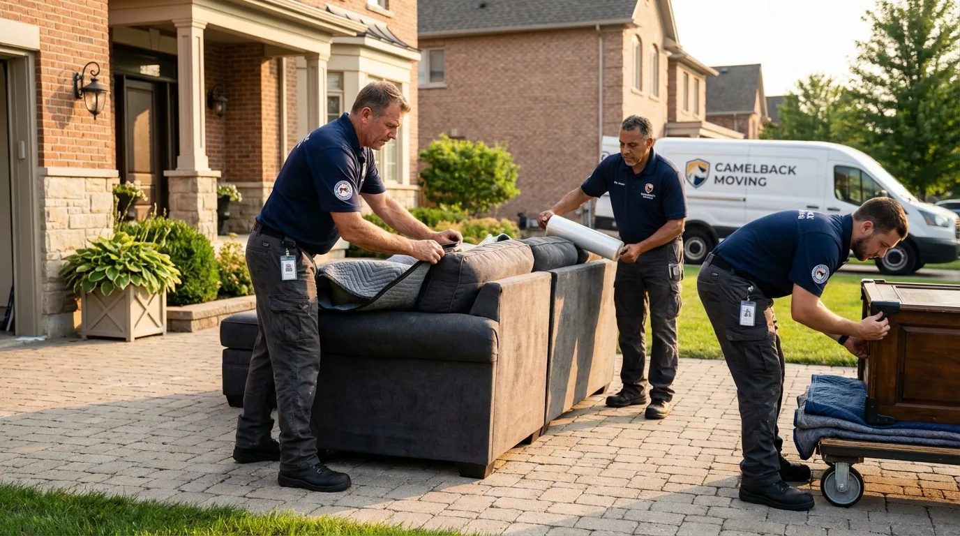 Large estate moving crew wrapping furniture in Clarkston, GA