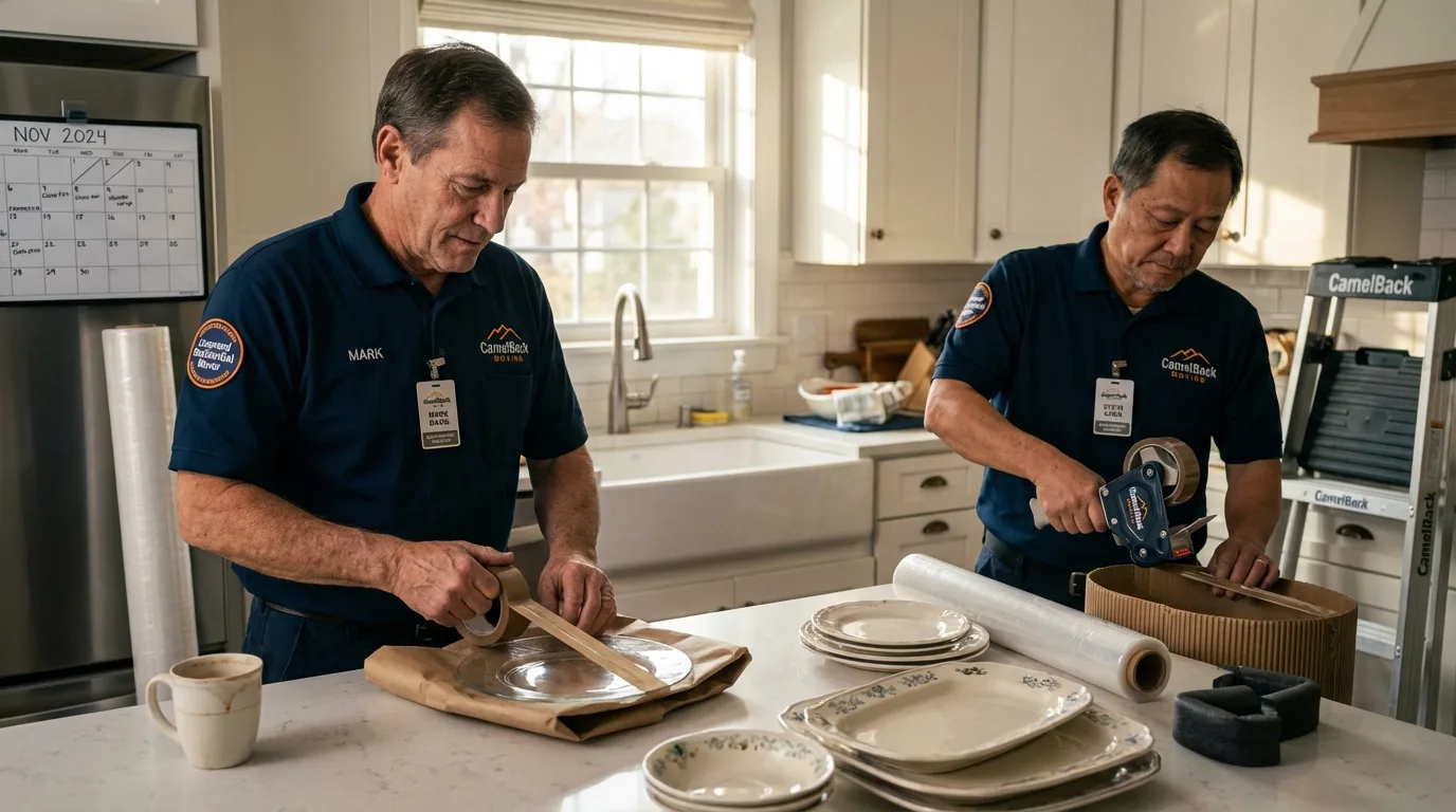 Professional crew packing kitchen dishware in Clarkston, GA